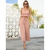 Women's Smocked Tank Top and High-Waist Lounge Pants Set Comfortable and Stylish Two-Piece Outfit - 4 of 4