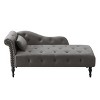 Aijia 60.6" Velvet Chaise Lounge (Left Arm) - Tufted Button & Nailhead Trim Design with Solid Wood Legs & Pillow, 300lb Capacity - 4 of 4