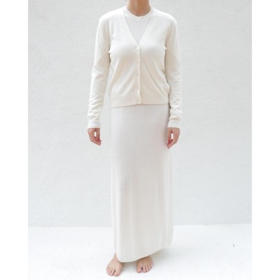 Women's Cashmere & Merino Blend Solara V-Neck Cardigan in Vanilla by Tomorrow Studio