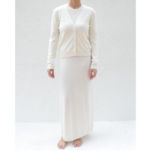 Women's Cashmere & Merino Blend Solara V-Neck Cardigan in Vanilla by Tomorrow Studio - 1 of 4