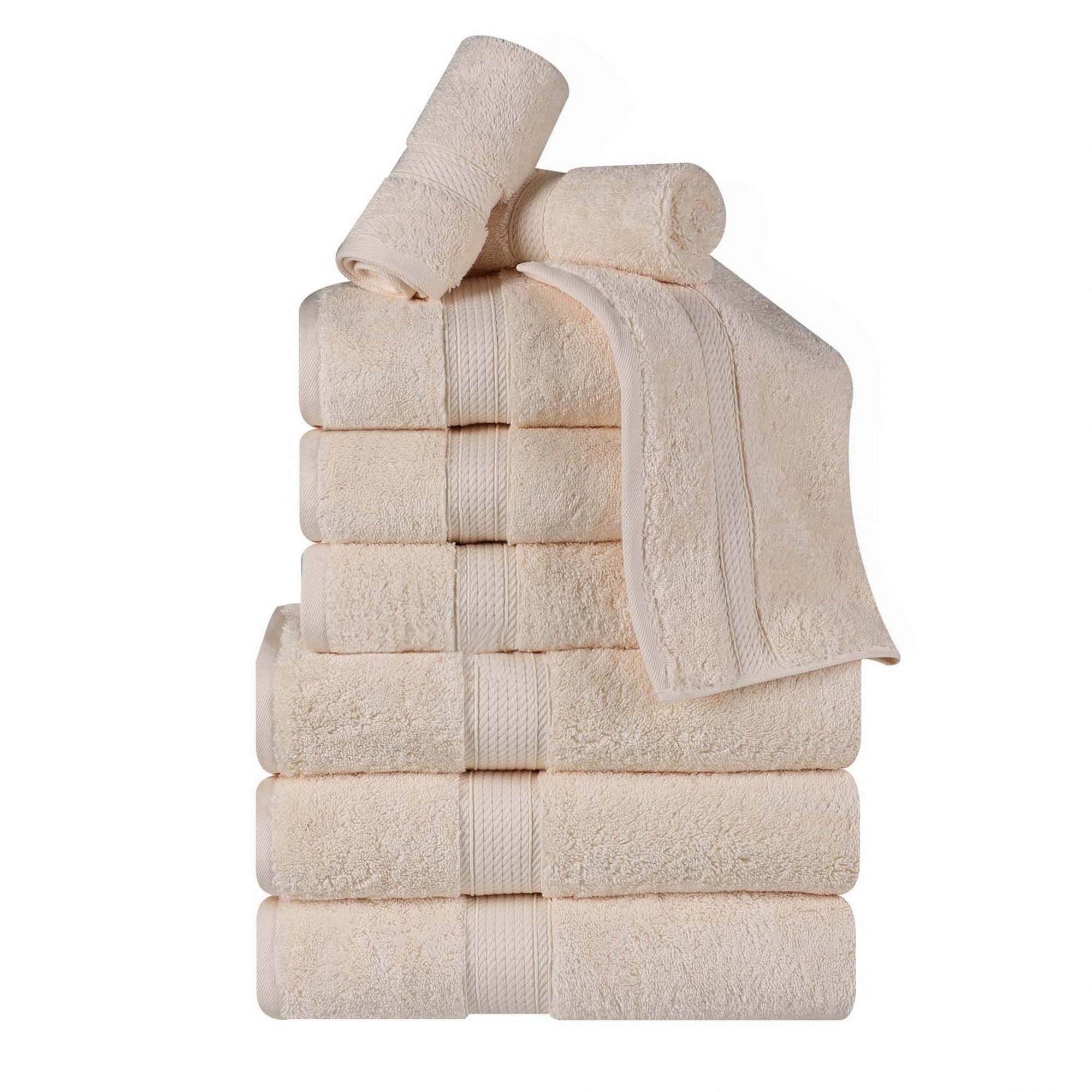 Luxury Egyptian Cotton Heavyweight Absorbant Ultra-Plush 9 Piece Towel Set, Cream - Blue Nile Mills