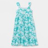 Girls' Adaptive Sleeveless Woven Floral Dress - Cat & Jack™ Turquoise Green - 2 of 4
