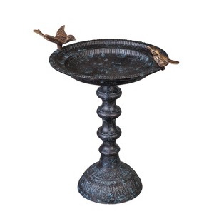 Evergreen Hummingbird Bird Baths for Outdoors Heavy Duty | Metal Bird Bath Bowl with Stand | Ground Standing Bird Bath and Feeder for Garden Yard Deck - 1 of 4