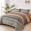 Boho Queen Quilt Set, Brown Grey Bohemian Bedspread, Reversible Microfiber Coverlet 96x90 3 Pieces - 2 of 4