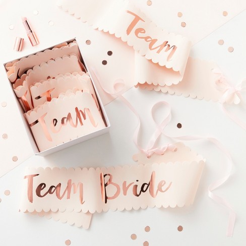 6pk Team Bride Wedding Sash Rose Gold Target