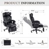 Big and Tall Executive Office Chair,Black PU Leather Reclining Desk Chair with Footrest, Massager, Swivel Computer Chair for Home or Office-Cuddlewood - 4 of 4