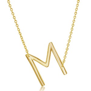 Bella Silver Sterling Silver Sideways Initial 18" Pendant Necklace - Available Colors: Silver, Gold - 1 of 2