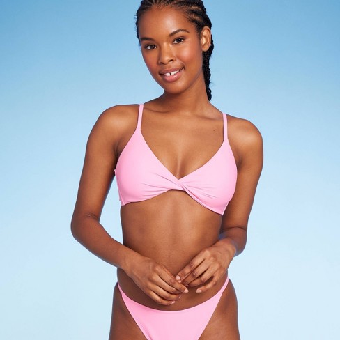 Women's Twist-front Bralette Bikini Top - Wild Fable™ Pink M : Target