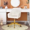 VECELO Height-adjustable Swivel Office Chair PU Leather Counter Height Stools with Tufted Back and Gold Metal Base White - 2 of 4