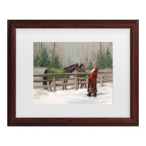 Trademark Fine Art - Mary Miller Veazie 'Santa With Horses' Matted Framed Art - 1 of 1