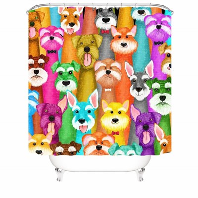 Colored Funny Dog Shower Curtains for Bathroom Waterproof Fabric Bath Curtain Durable Soft Stylish Bathroom Decor 72x72 Inch