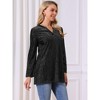 INSPIRE CHIC Women's Glitter Velvet V Neck Long Sleeves Sparkle Tunic Loose Party Blouse - 3 of 4