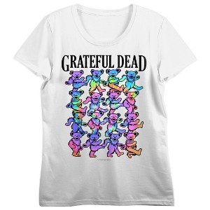 Grateful Dead Tie-Dye Dancing Bears Women’s White Crew Neck Short Sleeve T-shirt - 1 of 3