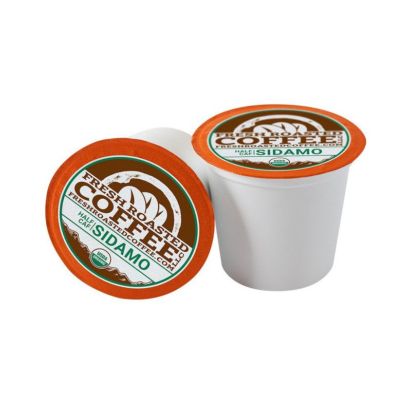 Fresh Roasted Coffee - Organic Ethiopian Sidamo Half Caf Medium Roast Single Serve Pods - 48CT, 2 of 5