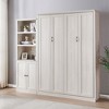 NicBex Queen Size Murphy Bed 65.6" Wooden Bed Frame Morden Hideaway Wall Bed with 1 Side Cabinet for BedRoom, Rustic White - 3 of 4