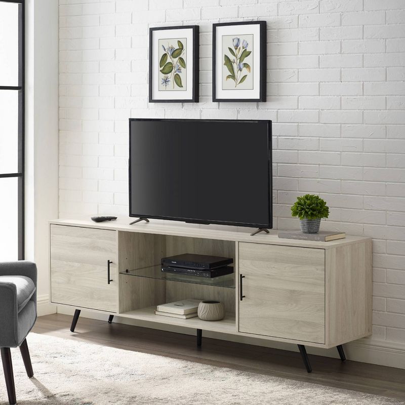 2 Door Mid-Century Modern Wood Storage TV Stand for TVs up to 80"  - Saracina Home, 4 of 17