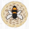 Earth Rugs Bee Happy Round Coaster – Braided Jute, Whimsical Bee Design, 5"x5" - 2 of 3