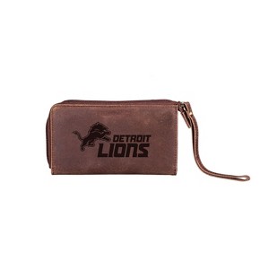 Evergreen NFL Detroit Lions Brown Leather Women's Wristlet Wallet Officially Licensed with Gift Box - 1 of 1