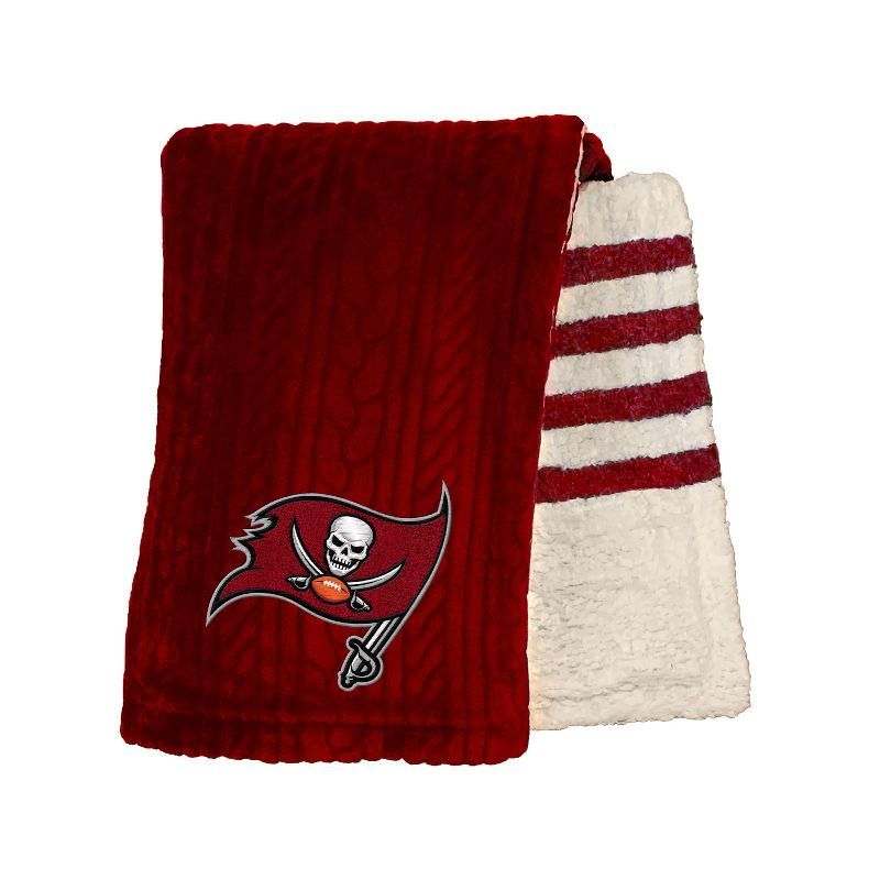 NFL Tampa Bay Buccaneers Embossed Logo Faux Shearling Stripe Blanket, 2 of 4