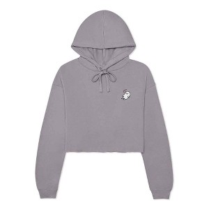 Dalix Heartly Ghost Embroidered Fleece Cropped Hoodie Cold Fall Winter Women - 1 of 4