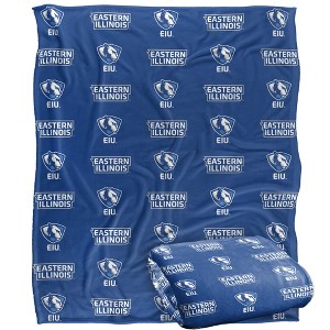Eastern Illinois University Logo Pattern Silky Touch Blanket White 50x60 - 1 of 4
