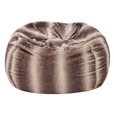 3' Landrum Modern Faux Fur Bean Bag Cover Only Oak Brown Stripes - Christopher Knight Home