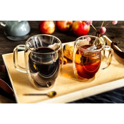 Cadus 10-Ounce Double Wall Glass Coffee and Tea Mugs Set