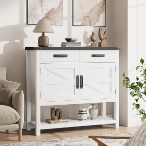 36 Inch Farmhouse Wood Coffee Bar Cabinet Sofa / Console Table w/ 2-Door & 2 Drawers,Sideboard for Kitchen - 1 of 4