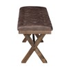 Baxton Studio Cherene Modern Farmhouse Chocolate Velvet Fabric and Rustic Brown Finished Wood Bench - 4 of 4