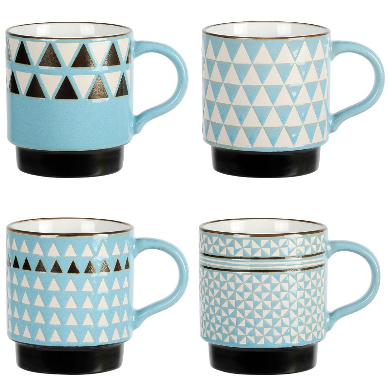 Mr. Coffee Prime Valley 4 Piece 15 Ounce Stackable Coffee Mug Set in Assorted Designs, 1 of 9