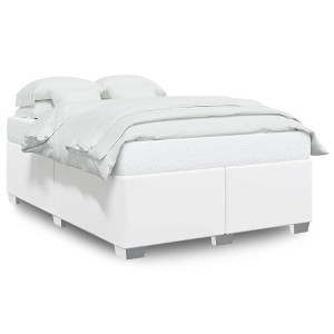 vidaXL Bed Frame White Faux leather, plywood, solid pine wood Full - 1 of 4