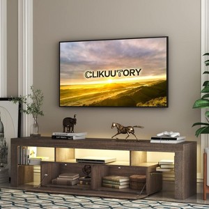 KTMBDW TV Stand for 75 inch TV, Entertainment Center, Gaming TV Consoles with Glass Shelves for Living Room, 63'' Inch, Gray - 1 of 4