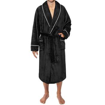 Pavilia Mens Soft Robe, Plush Warm Bathrobe For Men, Long Spa Fleece  Flannel With Shawl Collar, Pockets, Trim Piping : Target