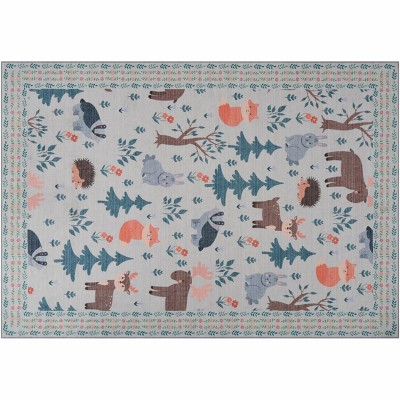 Fulvari Washable Area Rug Large Cream Colorful Boho Rugs Vintage Bedroom Rug Ultra-Thin Traditional Floral Carpet