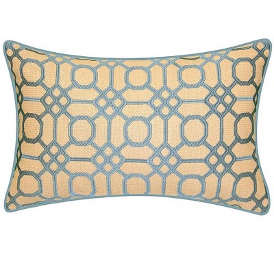 Plow & Hearth Indoor/Outdoor Embroidered Geometric Lumbar Pillow