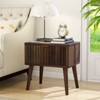 MUUEGM Fluted Nightstand, Mid Century Modern Walnut Bedside Table with Drawer, 19" Solid Wood End Table for Bedroom & Living Room - 3 of 4