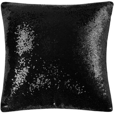 PiccoCasa Sequin Throw Pillow Cover Glitzy Shiny Sparkling Satin Solid Square Pillowcase Cover 1 Pc