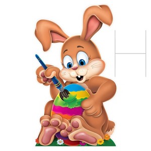 Beistle Plastic Jumbo Easter Bunny Yard Sign, 3' 9.5" x 26.5", (1/Pkg) Multicolored - 1 of 4