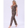 INSPIRE CHIC Womens Short Sleeve V-neck Top Drawstring Pants Pajama Sets with Pockets - 3 of 4