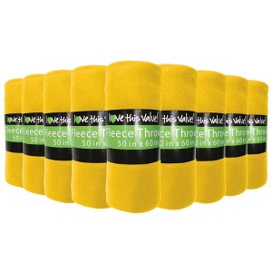 Lexi Home Fleece Throw Blankets, Yellow - Set of 12 - 1 of 1