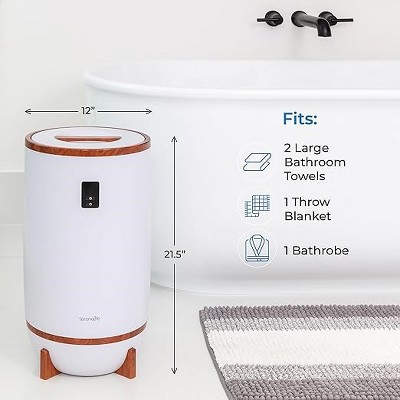 White and Brown Electric Towel Warmer with Timer and LED Display