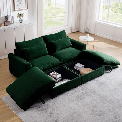 NicBex Couches for Living Room Deep Seat 2-Seater Sofa Couch Comfort Corduroy Upholstered Sofa With Pillows and Storage for Bedroom