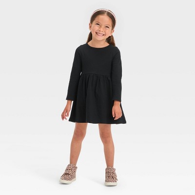 Toddler Girls' Long Sleeve Dress - Cat & Jack™ Black 3t : Target