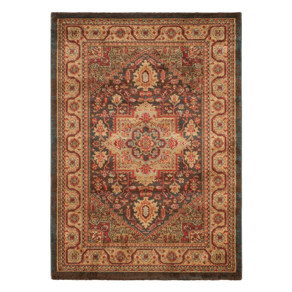 4'x5'7in Medallion Area Rug Navy/Natural - Safavieh