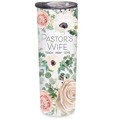 Elanze Designs Pastor's Wife Cream Floral 20 ounce Stainless Steel Travel Tumbler