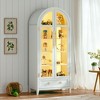 Fredees 73" Tall Arched Display Cabinet, 4-Tier Curio Cabinet with 3-Color LED Lights and Human Sensor, Adjustable Shelf for Toys & Books - 3 of 4
