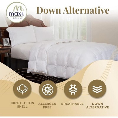 Queen White Cotton Down Alternative Reversible Comforter