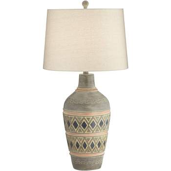 John Timberland Desert Mesa Rustic Table Lamp 29 1/2" Tall Gray Stone Oatmeal Fabric Drum Shade for Bedroom Living Room Bedside Nightstand Office Kids