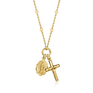 Ross-Simons Italian 18kt Gold Over Sterling Religious Charm Necklace. 18 inches - 1 of 3