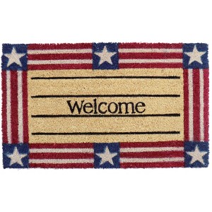 HomeRoots 18" X 30" Red White And Blue Coir Patriotic Welcome Outdoor Door Mat - 1 of 4